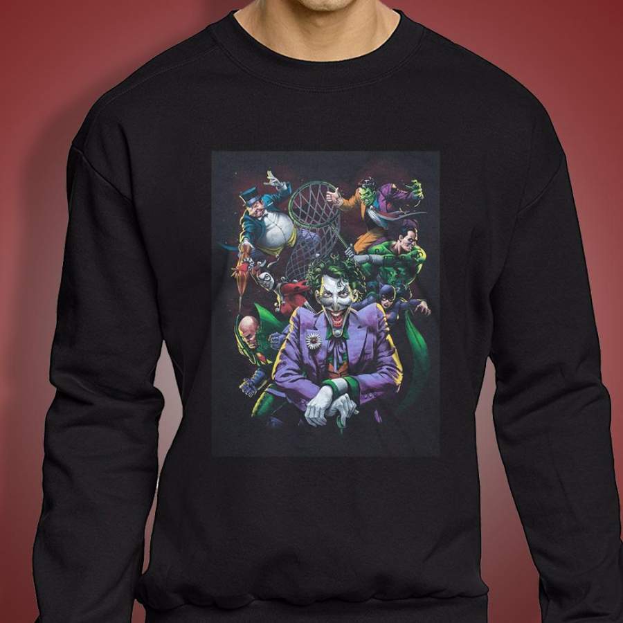 Penguin, Harley Quinn,Cat Woman Joker,Two Face, Riddler Villians Dc Comics Men’S Sweatshirt