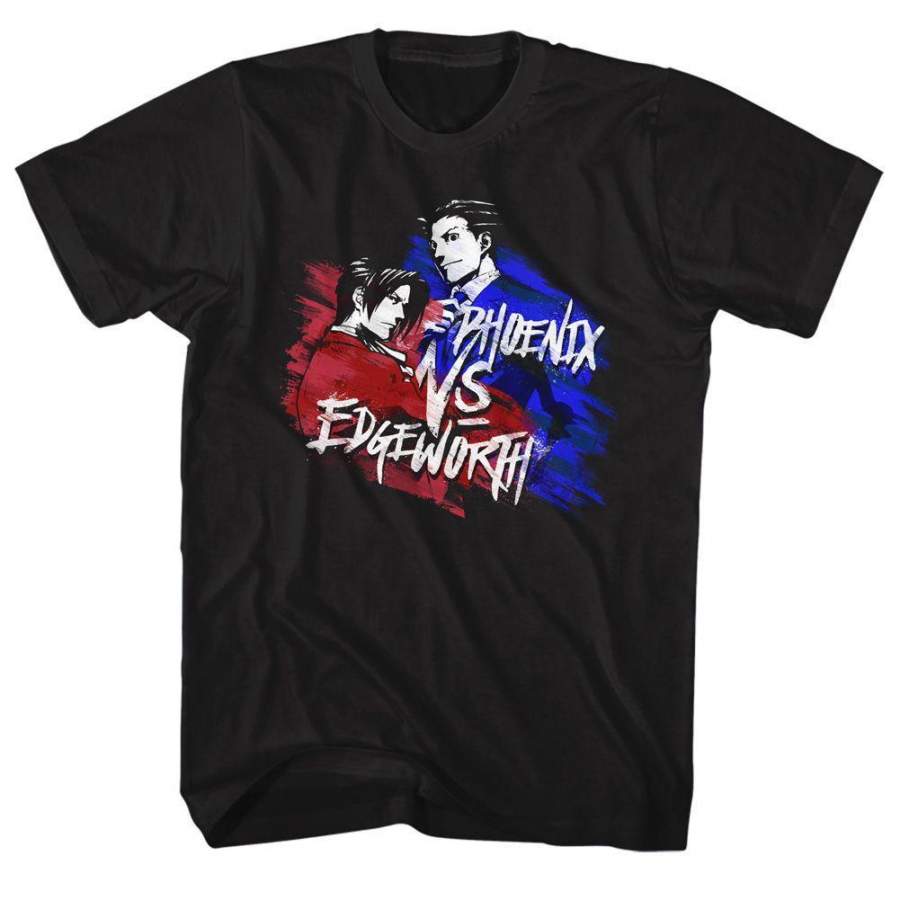 Ace Attorney Edgeworth Versus Phoenix Mens Tall T Shirt Black