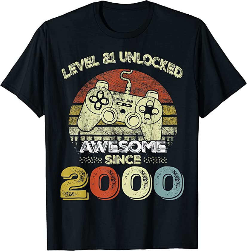 Vintage Retro Video Gamer Level 21 Unlocked June 2000 T-Shirt