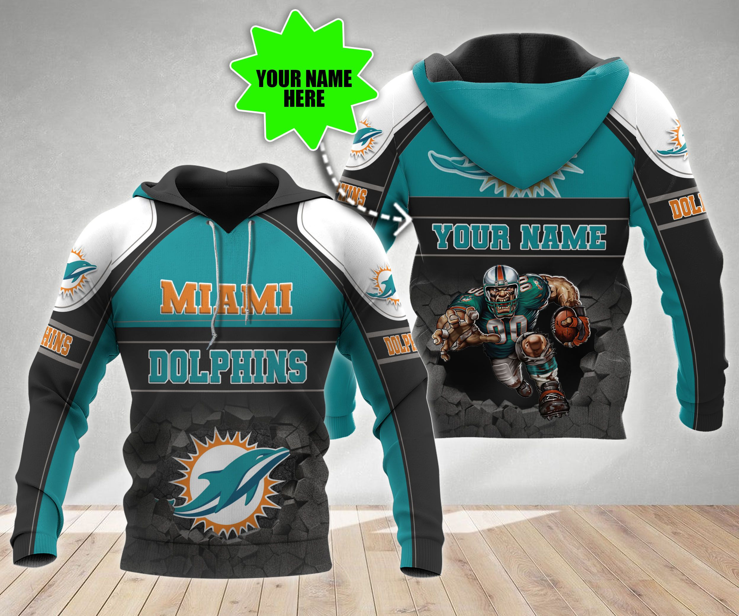 Miami Dolphins Personalized All Over Printed 556