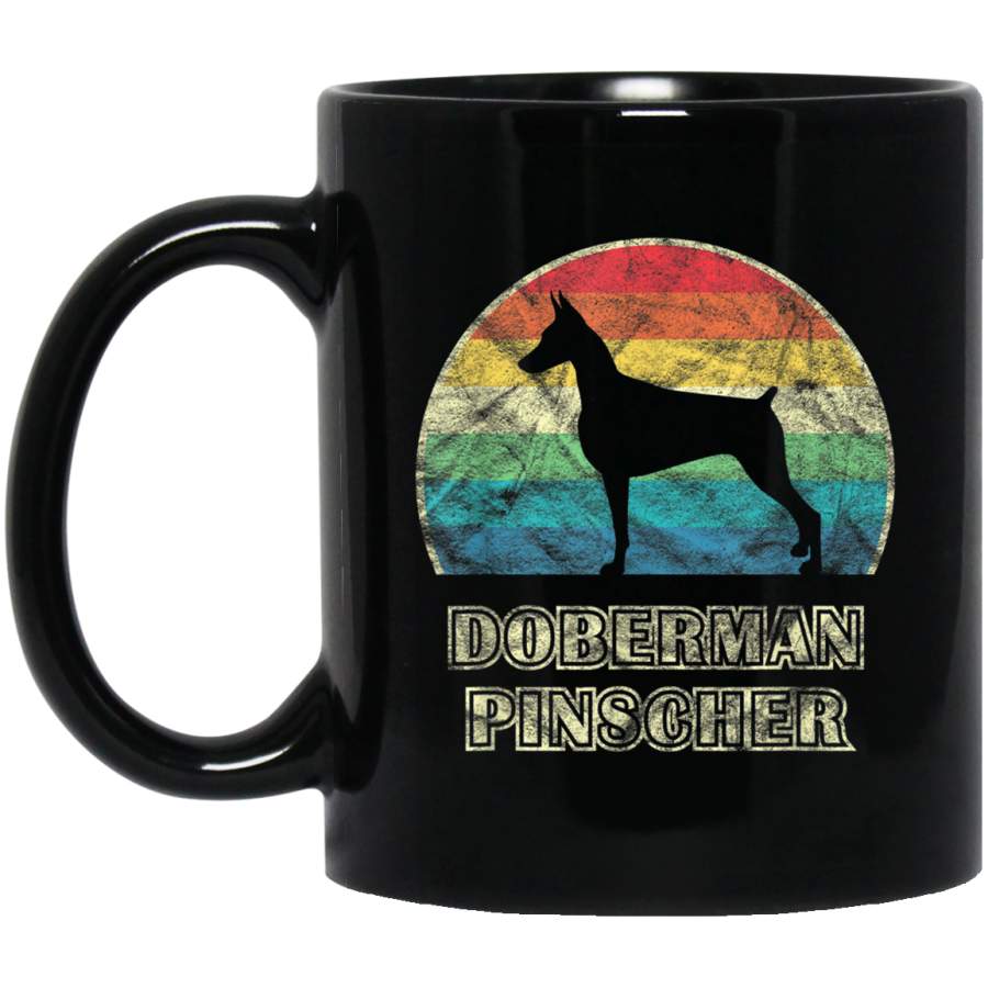 Doberman Pinscher Vintage Style Dog 11 oz 15 oz Mug Black