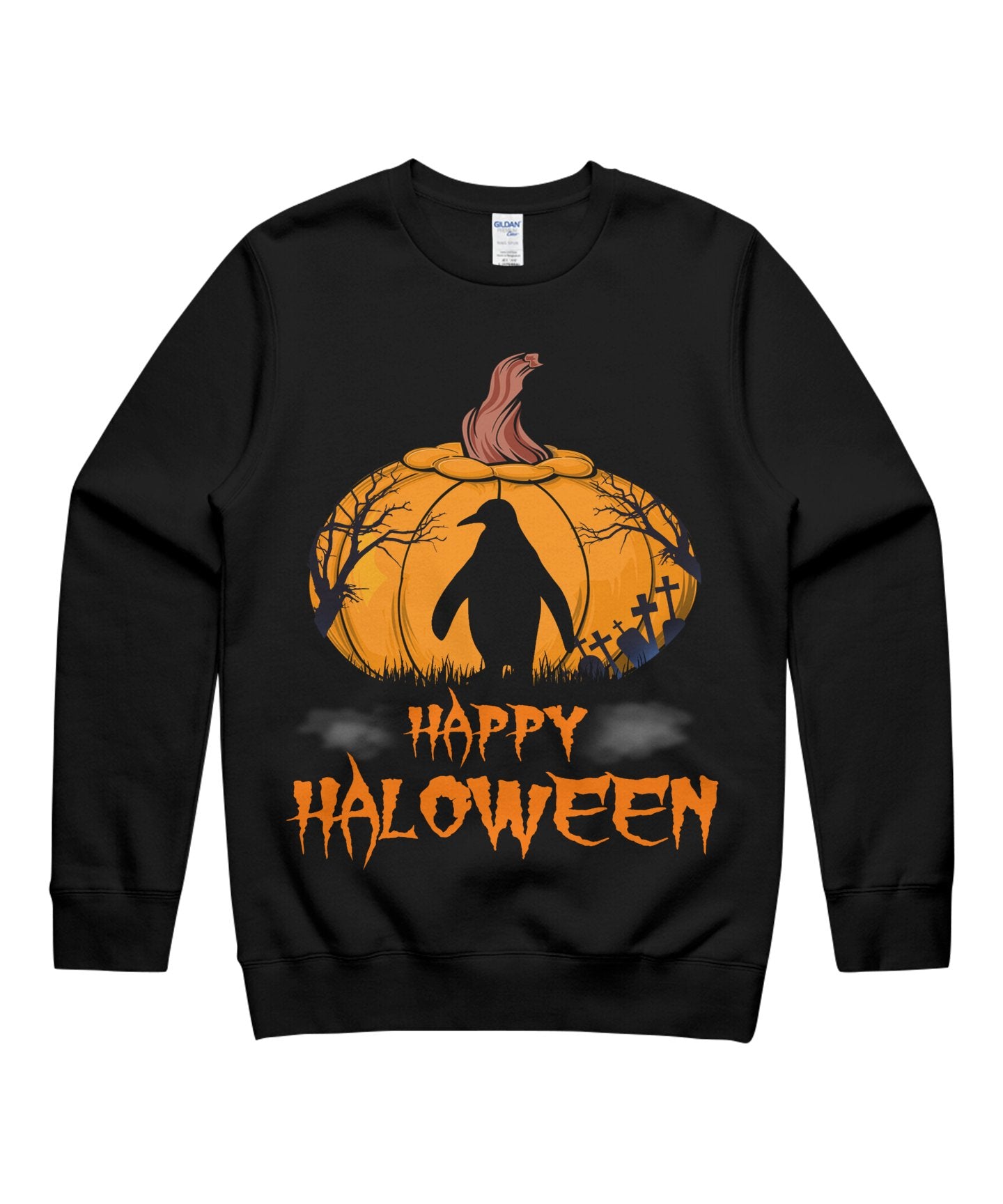 Penguin Pumpkin Happy Halloween Costumes Scary Matching Animal Unisex Crewneck Sweatshirt