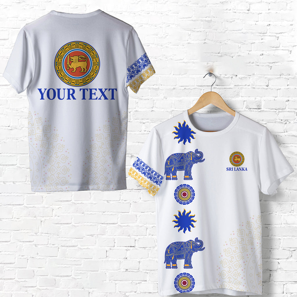 (Custom Personalised) Sri Lanka T Shirt Traditional Pattern And Elephants Lt13