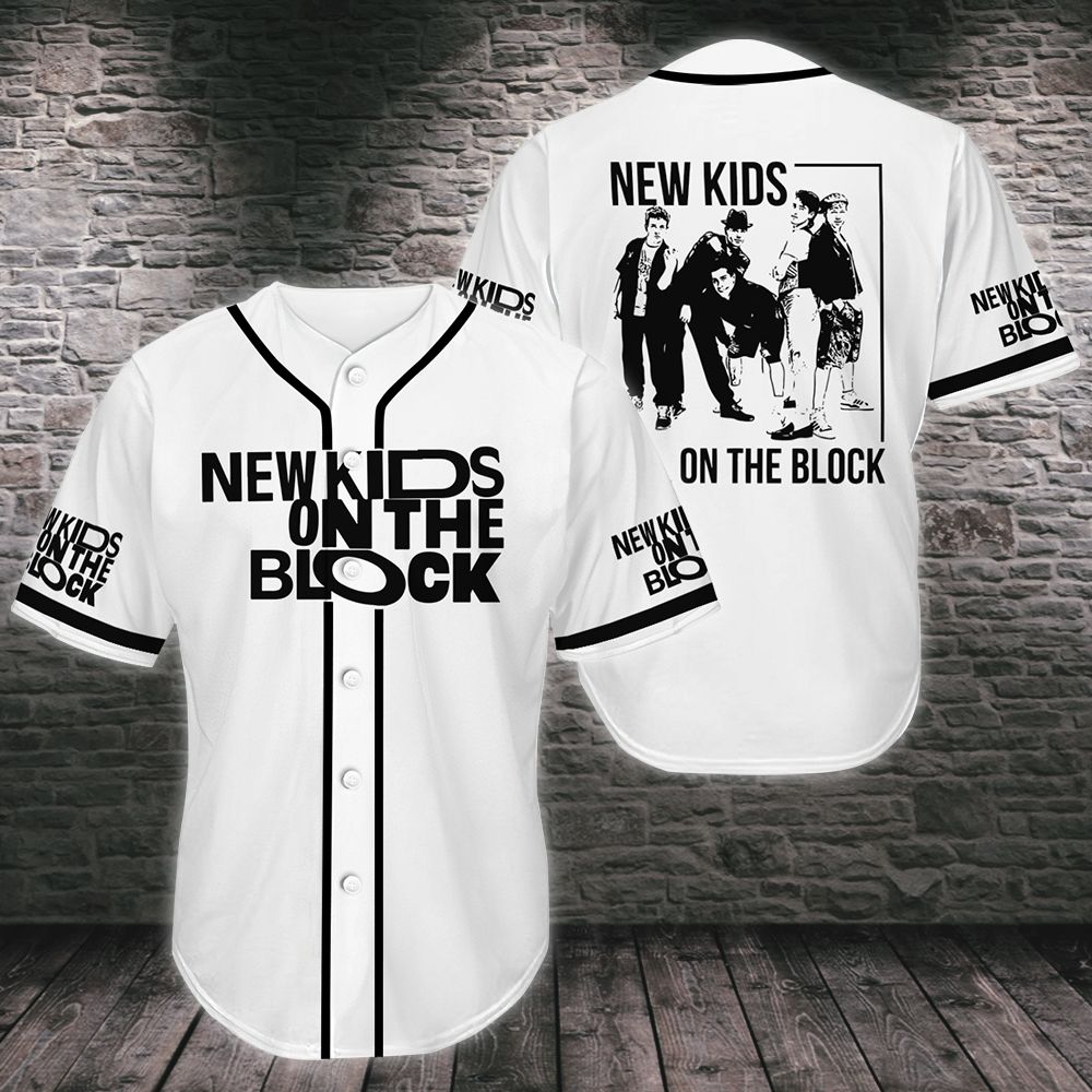 New Kids On The Block Block White Baseball Tee Jersey Shirt Unisex Men Women