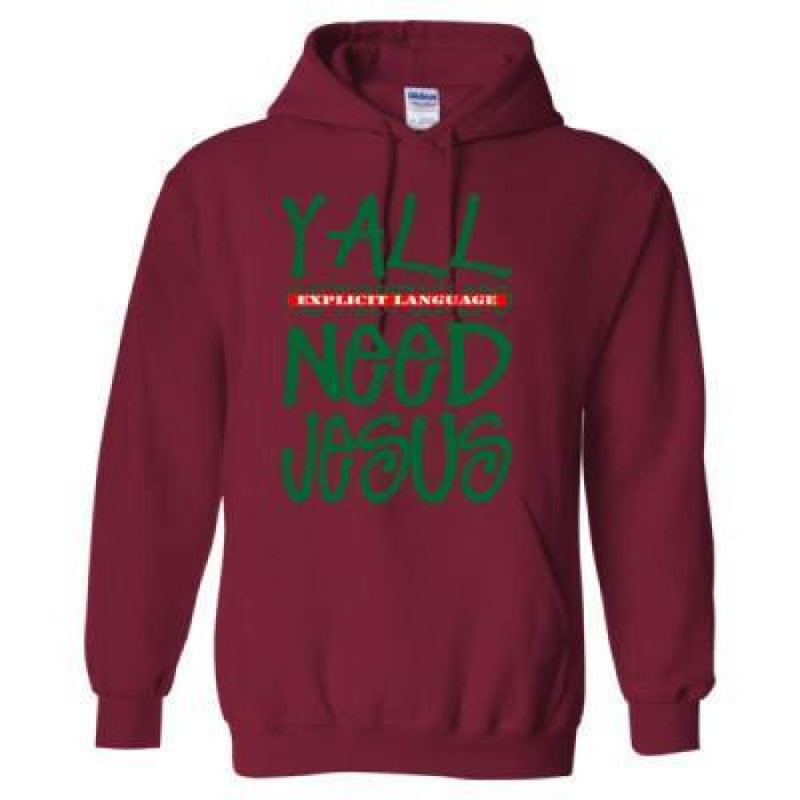 AGR Yall Need Jesus Christmas Xmas Ugly Sweater – Heavy Blend™ Hooded Sweatshirt