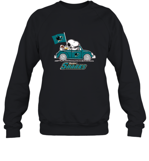 Snoopy And Woodstock Ride The San Jose Sharks Car 2D Sweatshirt