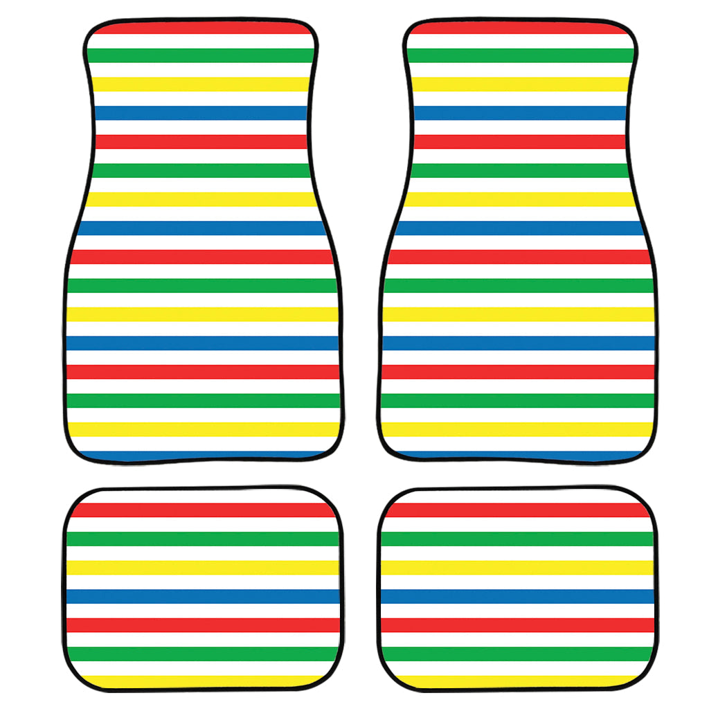 Colorful Striped Pattern Print Front And Back Car Floor Mats, Front Car Mat