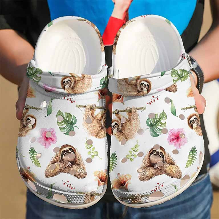 Blooming Sloth Clogs Shoes For Birthday Christmas Thanksgiving