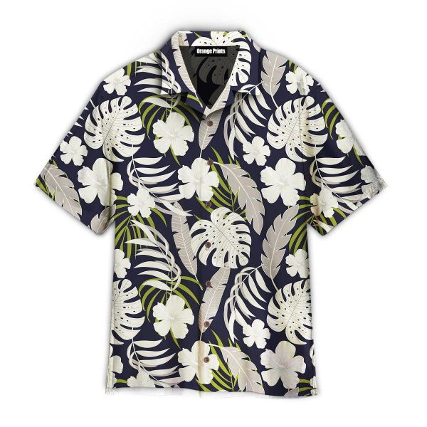 Tropical Seamless With White Flowers And Plants Pattern Hawaii Shirt For Men Women Ha93532