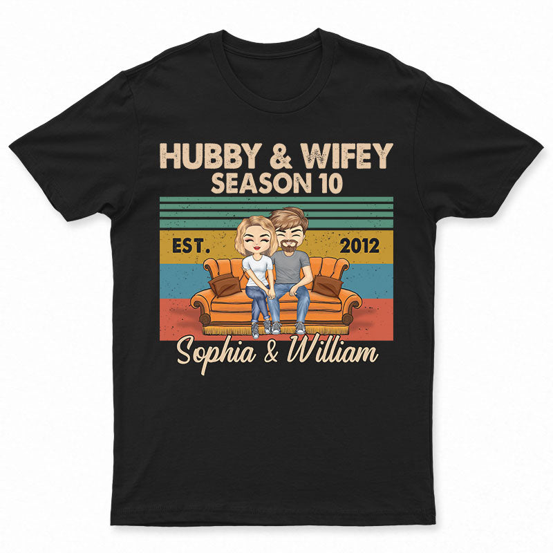 Hubby And Wifey Season Married Retro – Gift For Couple – Personalized Custom T Shirt