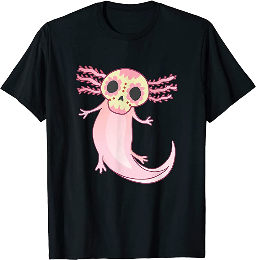 Axolotl Ajolote Sugar Skull Día De Los Muertos T-Shirt