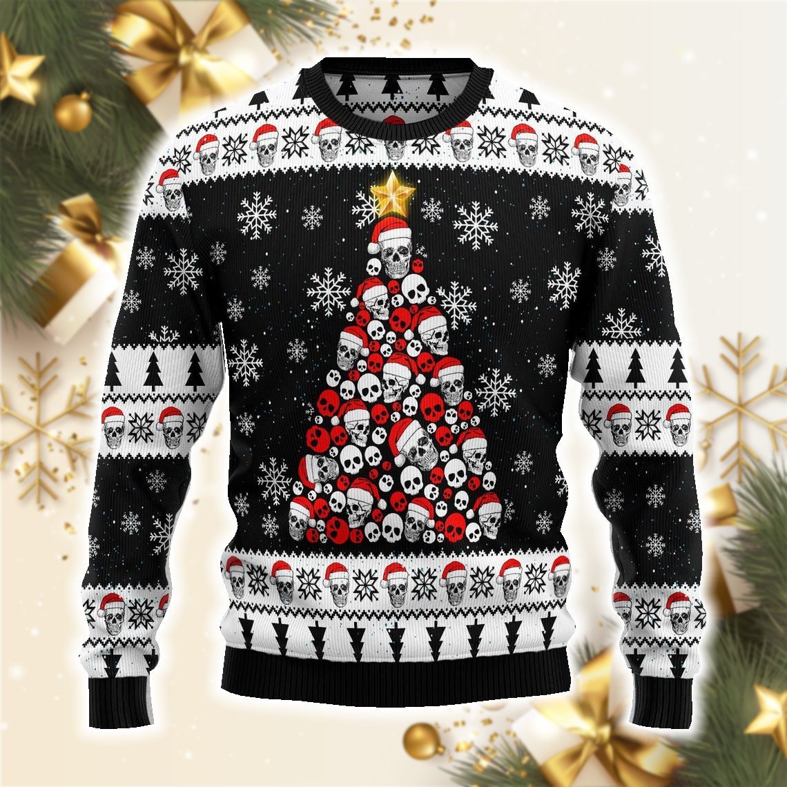 Skull Pine Tree Ugly Sweater