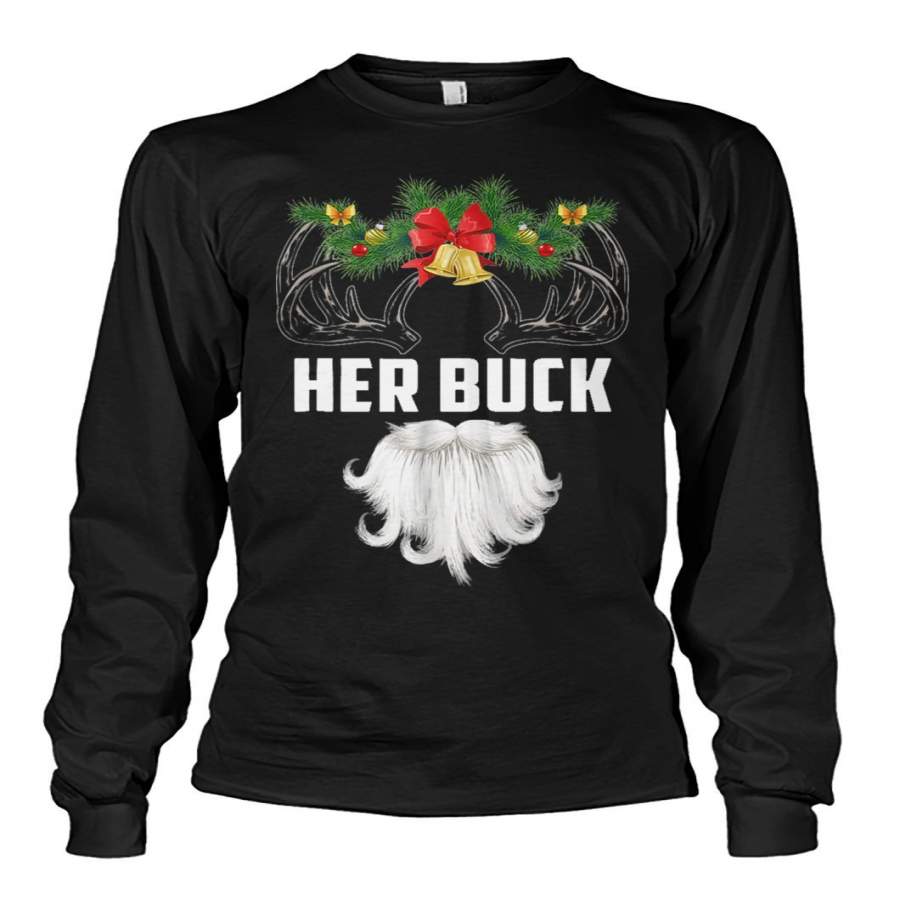 Christmas Couple Gift Her Buck – His Doe Unisex Long Sleeve