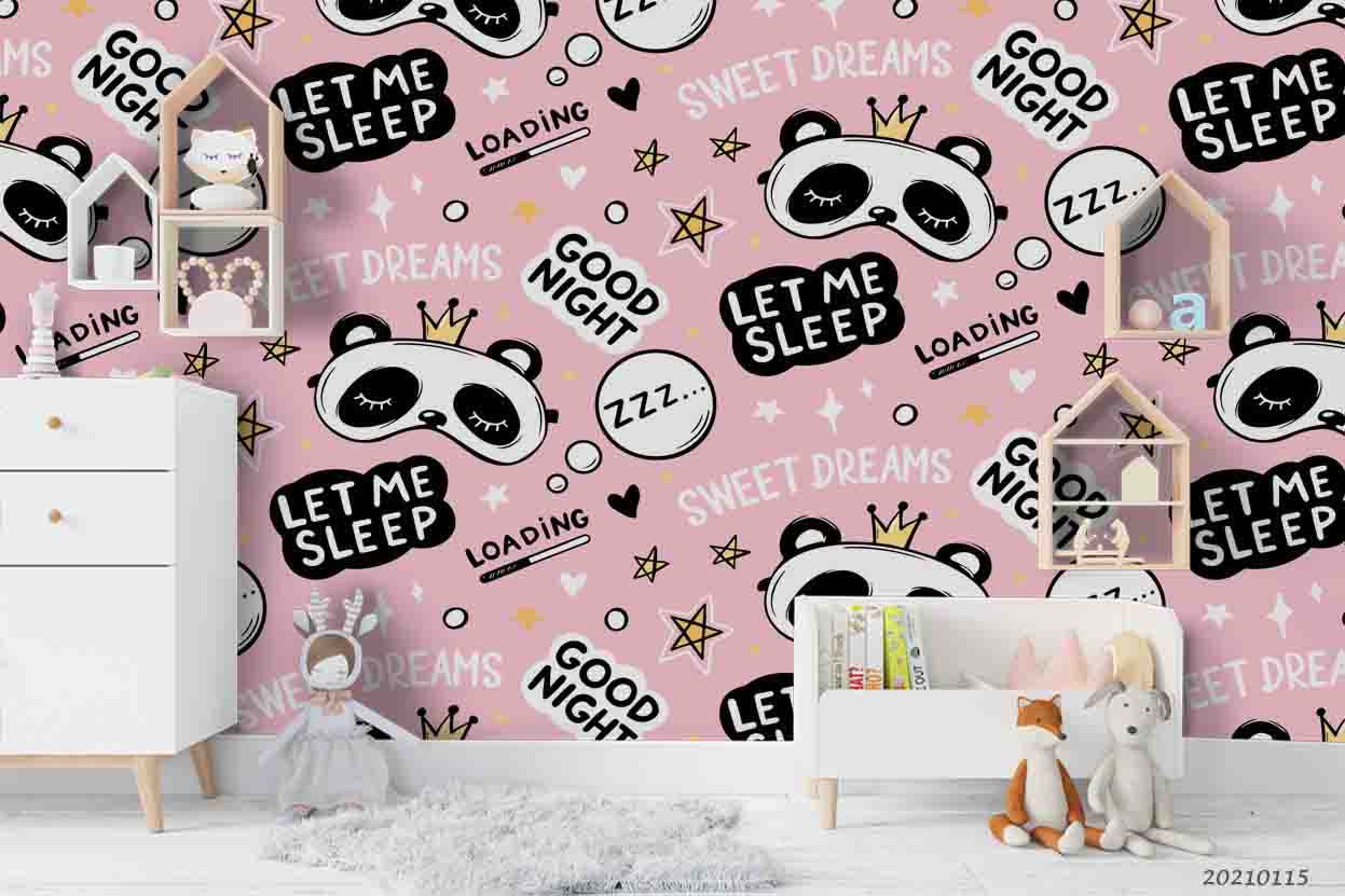 3D Cartoon Pink Animal Panda Wall Mural Wallpaper Lqh 113