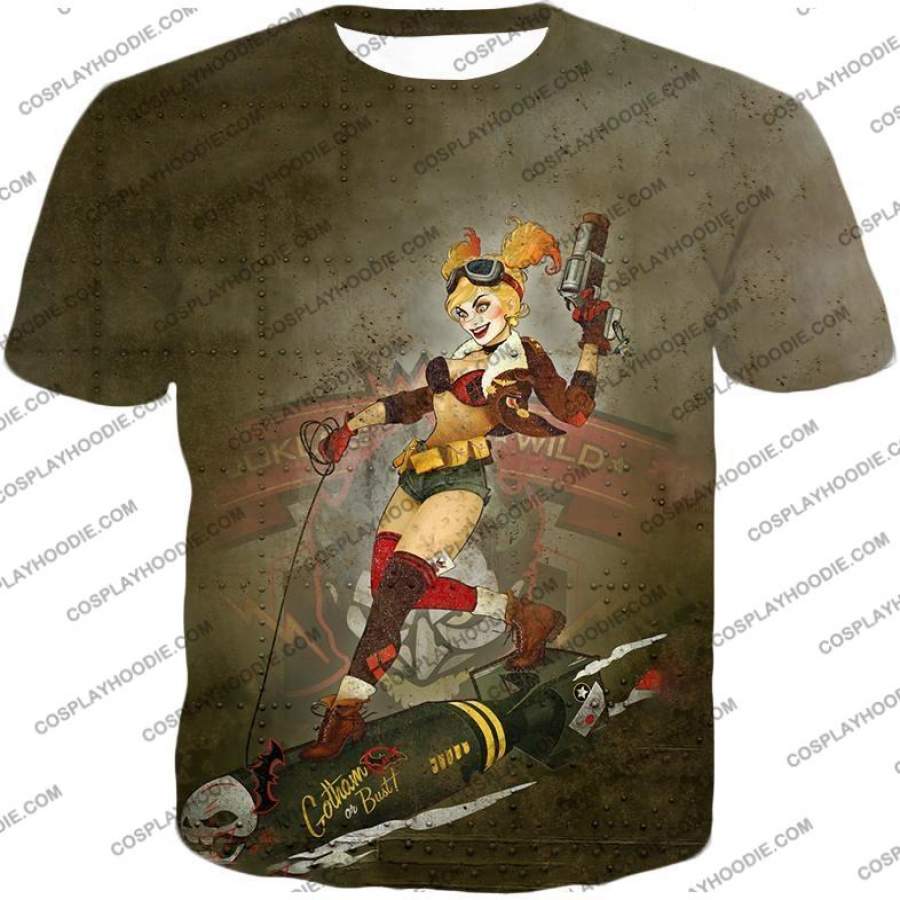 Extremely Wild and Crazy Super Villain Harley Quinn Animated Action T-Shirt HQ051