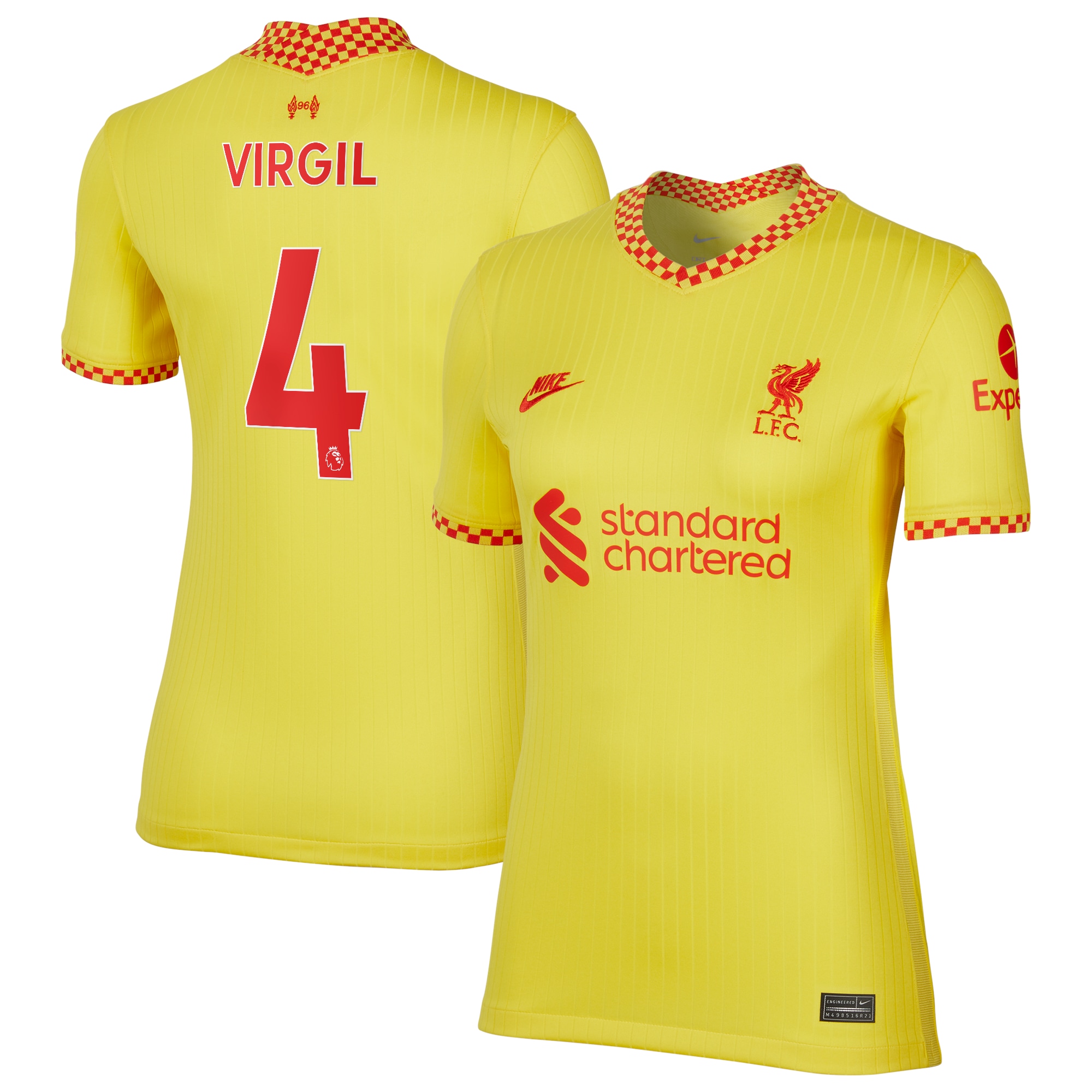 Virgil Van Dijk Liverpool Women's 2021/22 Third Breathe Stadium Player Jersey – Yellow