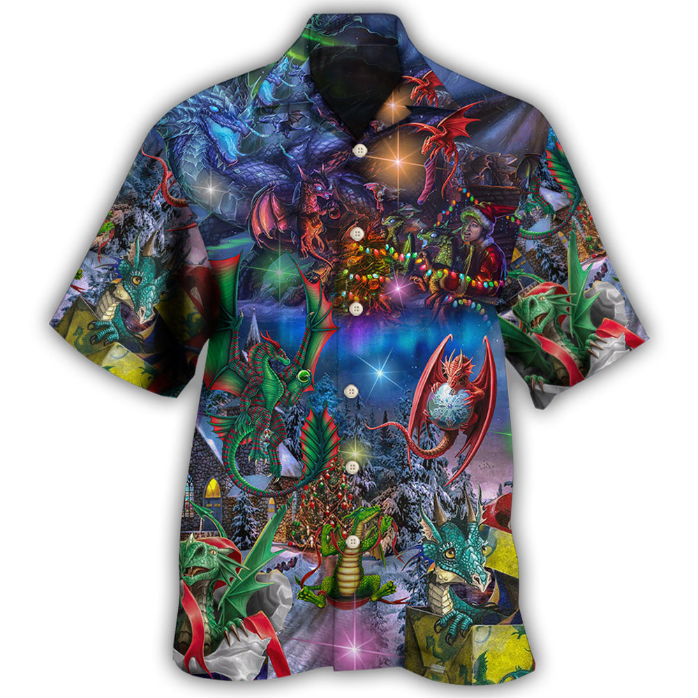 Dragon Christmas Light Art Style Hawaii Shirt Ha110485