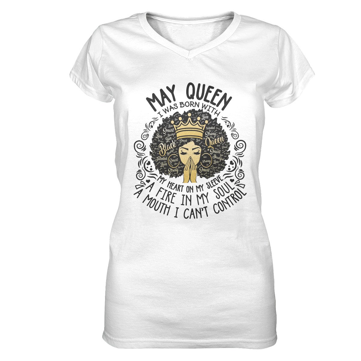 May Black Queen My Heart On My Sleeve Ver B Ez07 2909 Women V-Neck T-Shirt