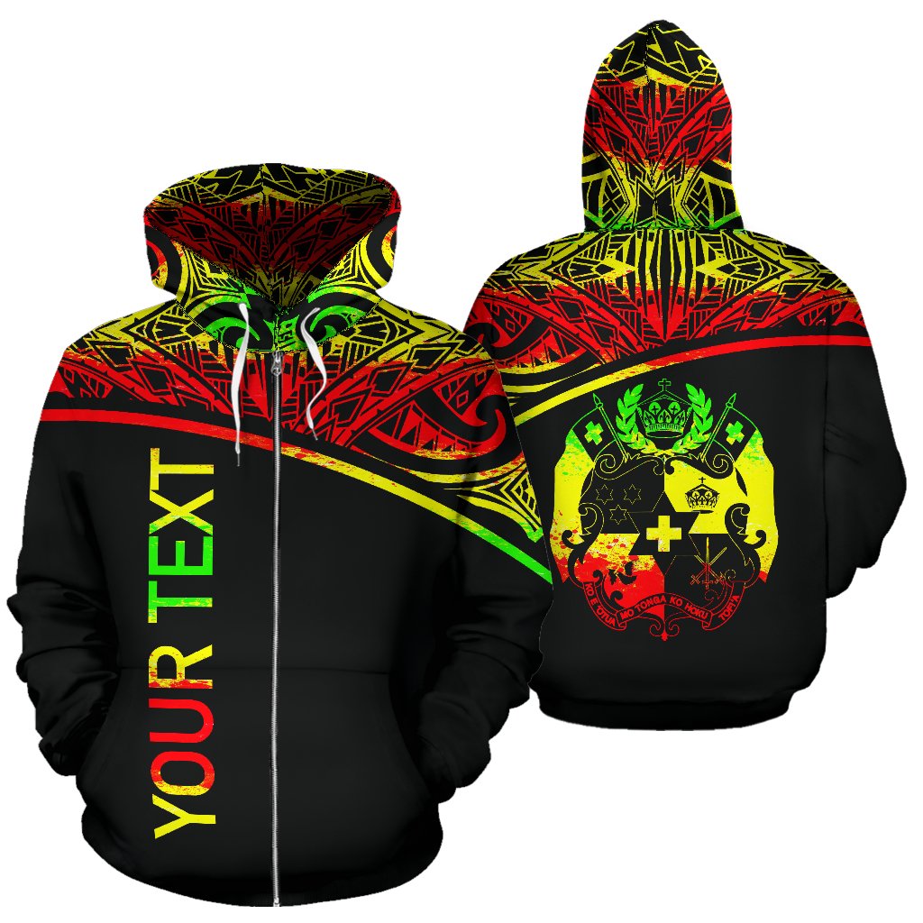 Tonga All Over Custom Personalised Zip-Up Hoodie – Reggae Curve – BN09