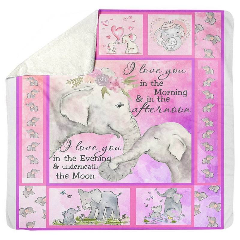 I Love You Underneath The Moon Elephants Design Gifts For Lovers Sherpa Blanket