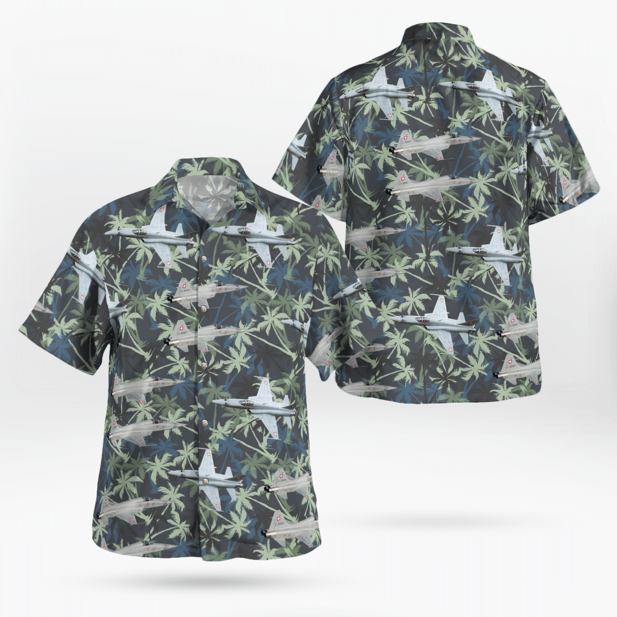 Tnlt1804Bg01 Swiss Air Force Northrop F-5E Tiger Ii Hawaiian Shirt