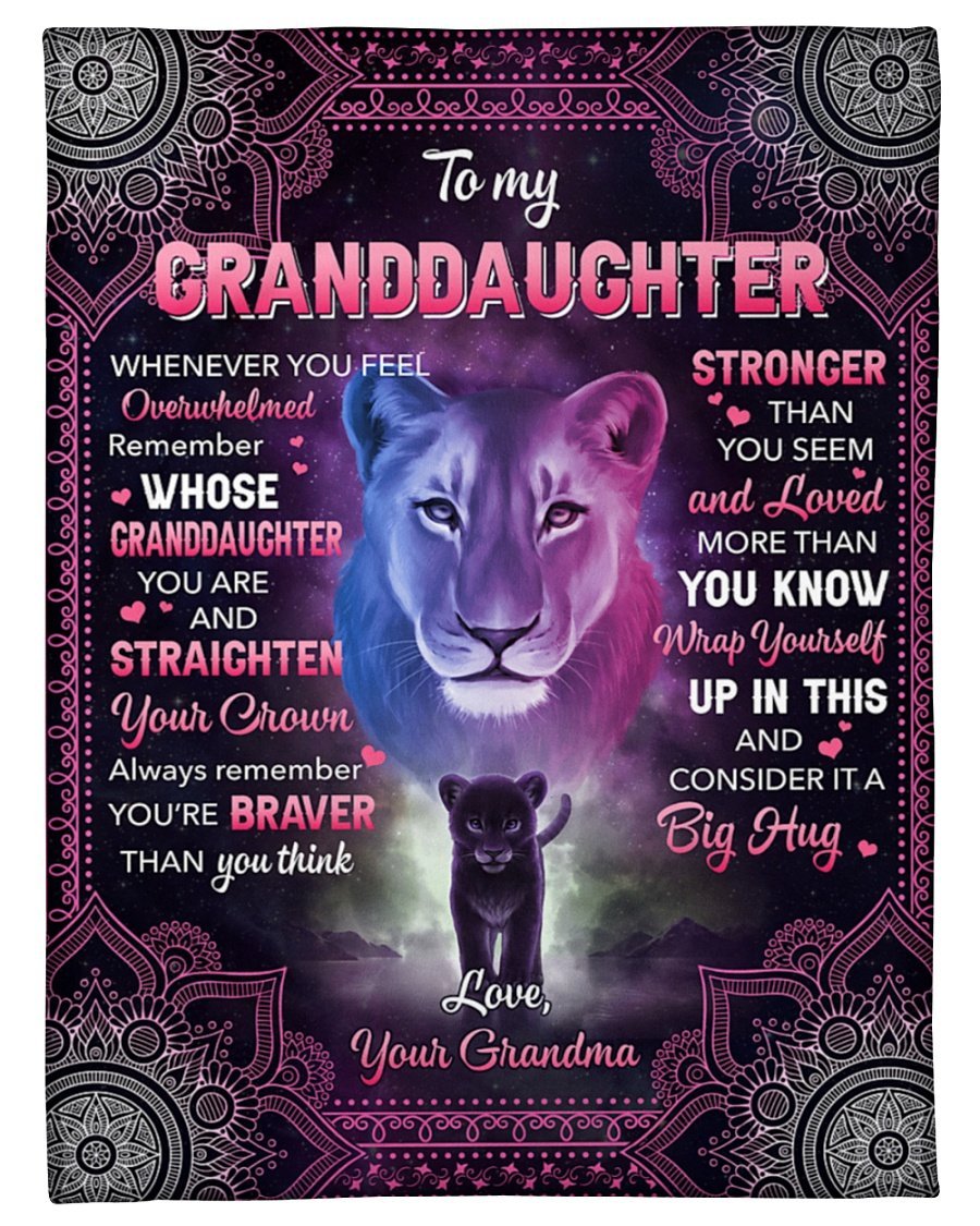 Whenever U Feel Overwhelmed Lion Gm To Gd Personalized Custom Name Text Fleece Blanket Print 3D, Unisex, Kid, Adult | Gift For Grandchild