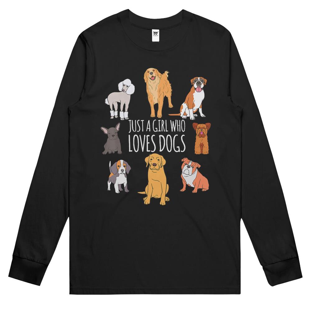 Cute Dog & Puppy Lover Gifts – Just A Girl Who Loves Dogs Long Sleeve T Shirts