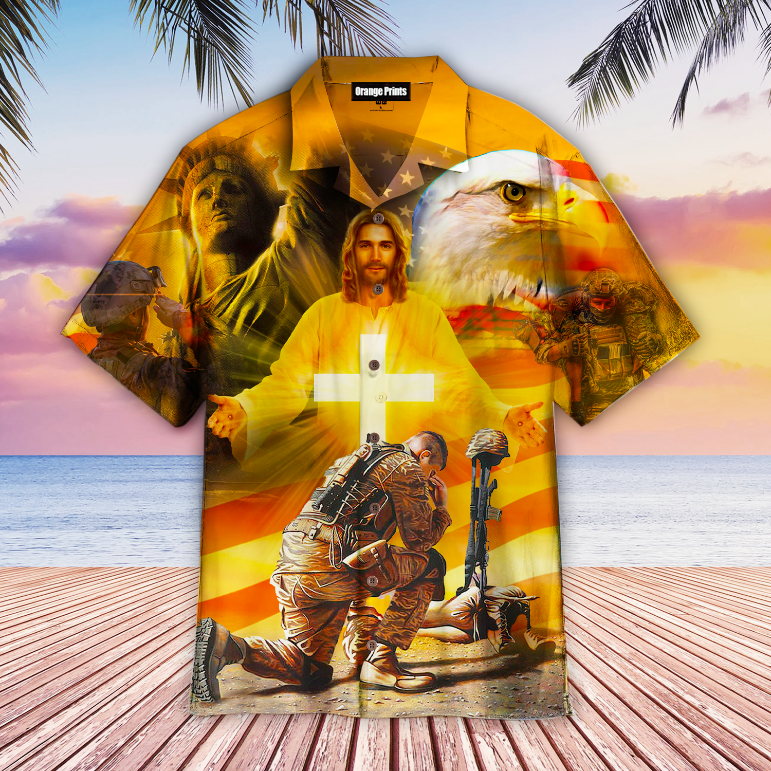 Jesus Christ And Honor The Fallen Aloha Hawaii Shirts For Men Women Ha80284