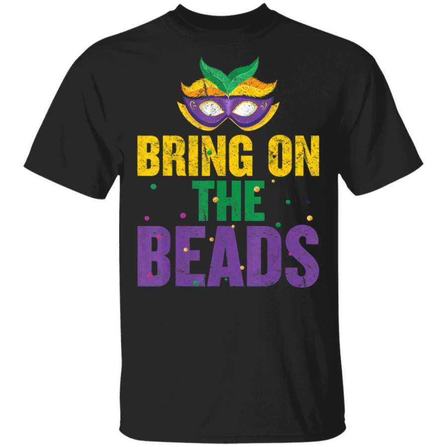 Bring on the Beads Funny Vintage Mardi Gras T Shirt Costume Mask T-Shirt Fat Tuesday Tshirt Carnival Festival Tee Friends Shirts