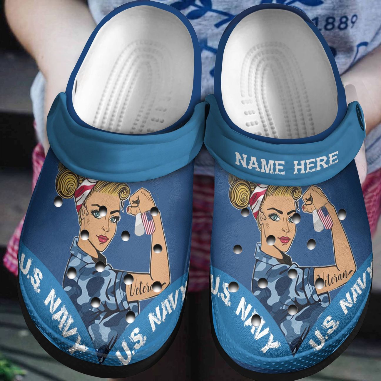 Veteran Personalized Clog, Custom Name, Text, Color, Number Fashion Style For Women, Men, Kid, Print 3D Us Navy Veteran