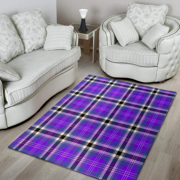 Black Purple Plaid Tartan Area Rug