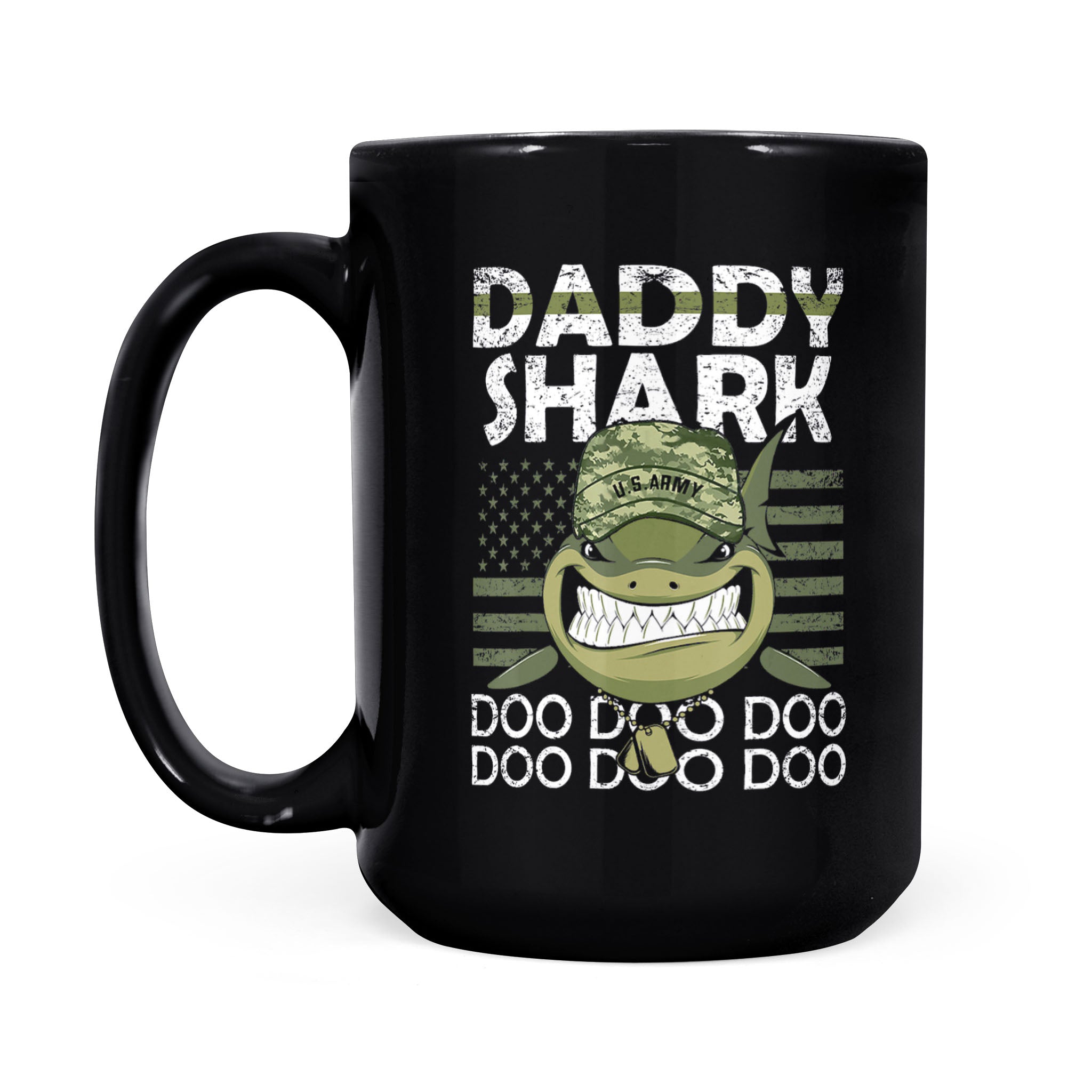 Army Daddy Shark Doo Doo Doo – Black Mug