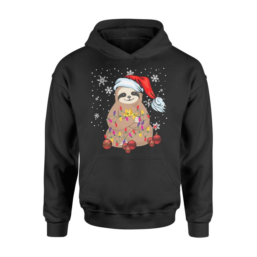 Cute Christmas Sloth Santa Led Light string Sweatshirt – Standard Hoodie