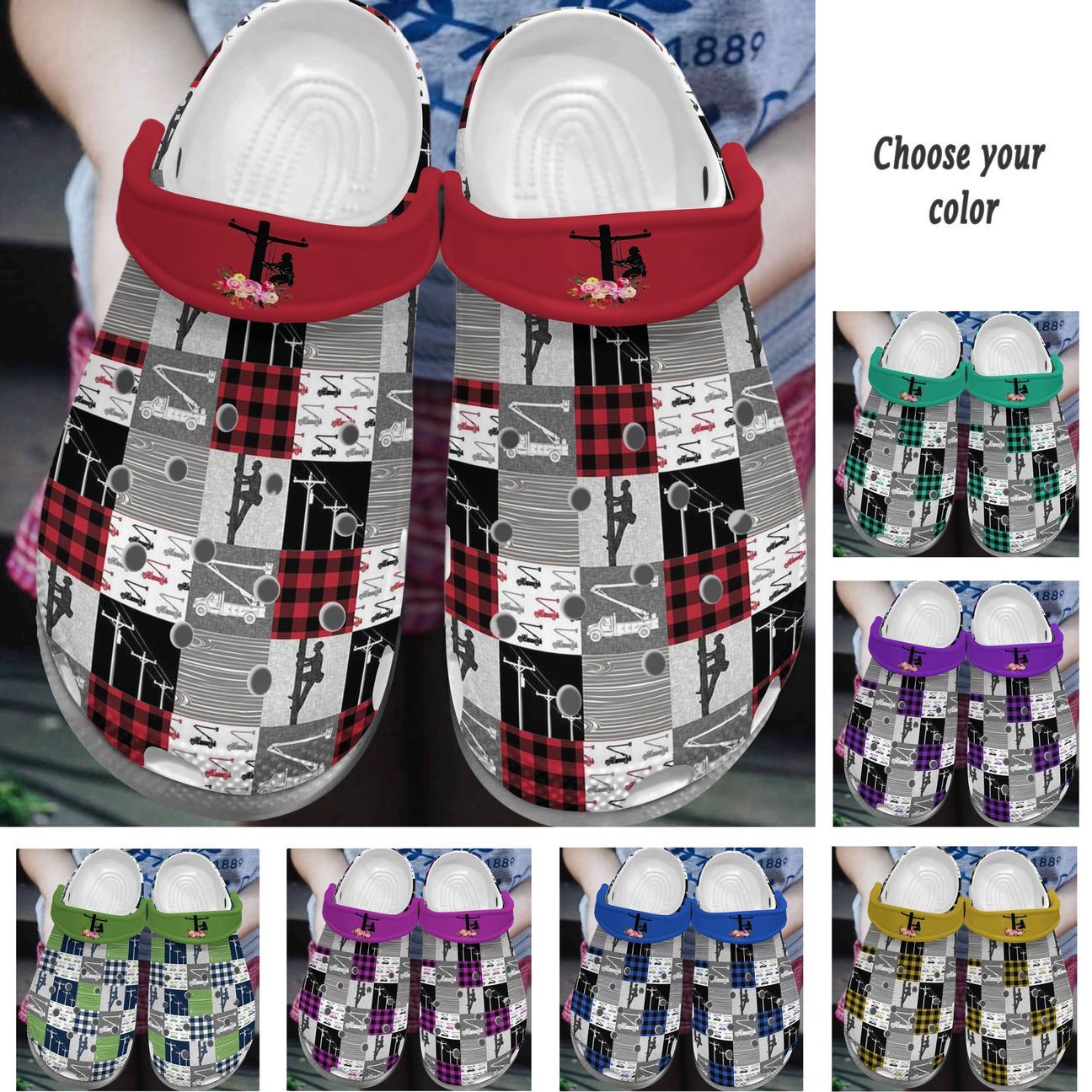 Lineman Personalize Clog, Custom Name, Text, Fashion Style For Women, Men, Kid, Print 3D Lineman