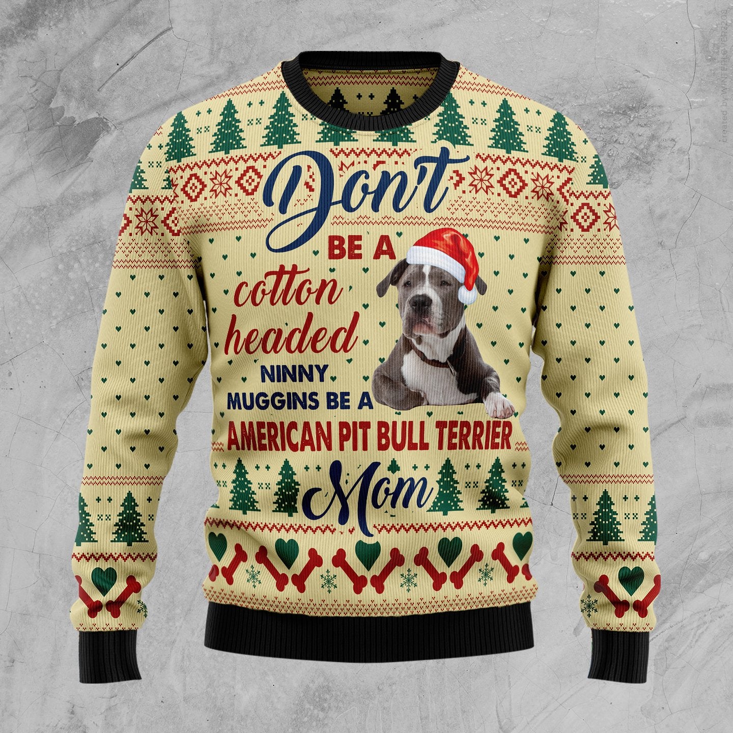 American Pit Bull Terrier Mom Sweatshirt, Ugly Christmas Sweatshirt For Dog Lovers