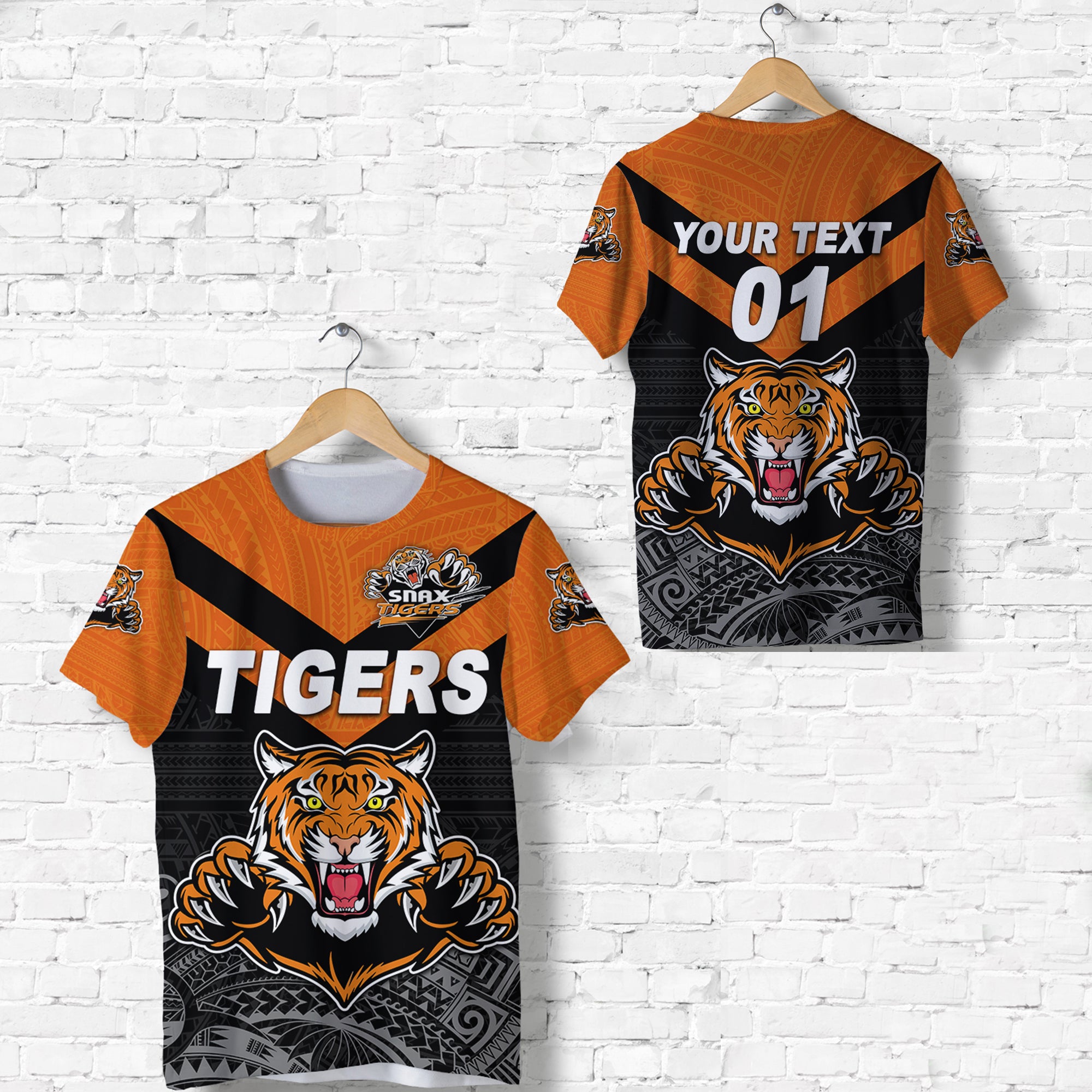 (Custom Personalised) Papua New Guinea Lae Snax Tigers T Shirt Rugby Original Style – Black, Custom Text And Number Lt8