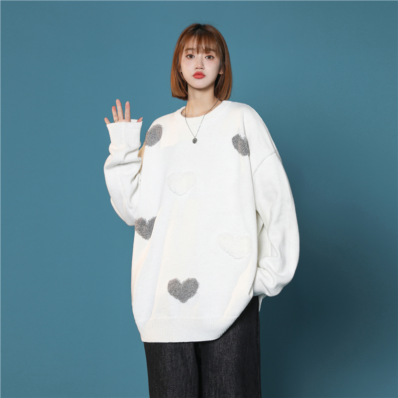 Autumn Winter New Arrival Cute Heart High Streetwear Woman Oversize Sweater Unisex Man Sweatshirt Pullover Shirts Casual Jersey alx