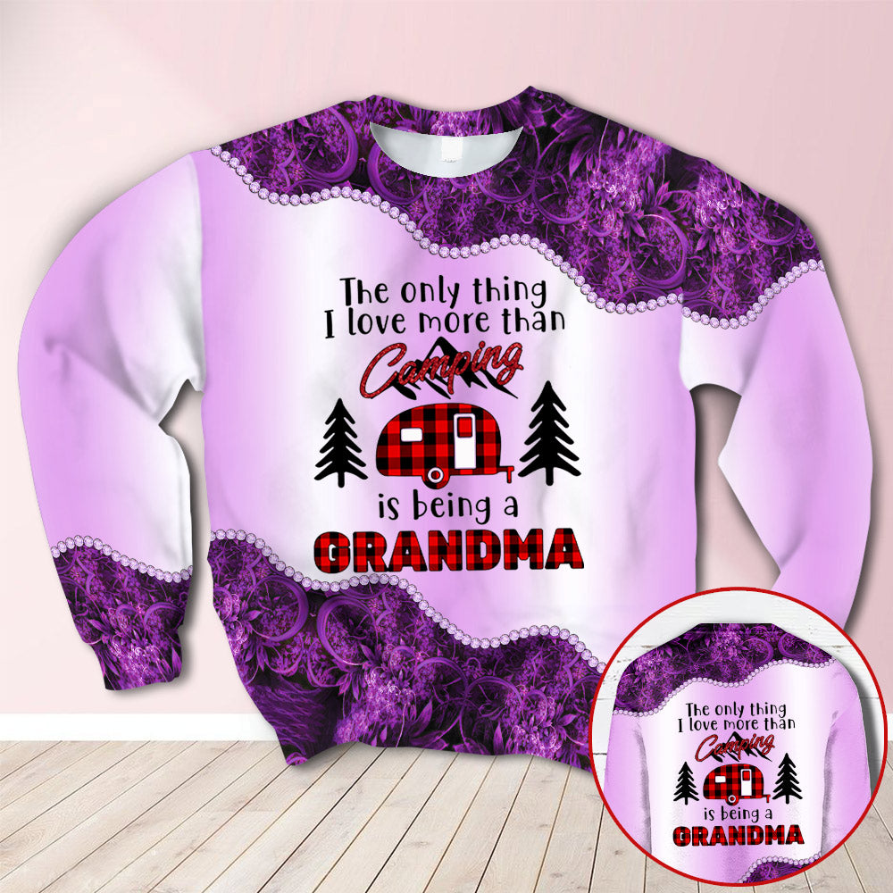 Personalized Camping Grandma Purple All Over Print Shirts, 3D Shirts For Grandma, Hn98, Trhn