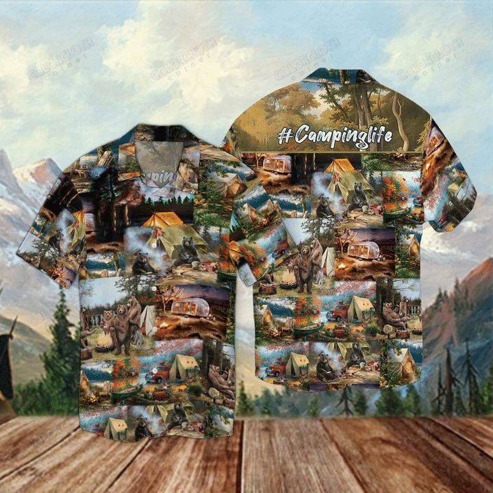 Camping Life With Bear Hawaiian Shirts Ha58658