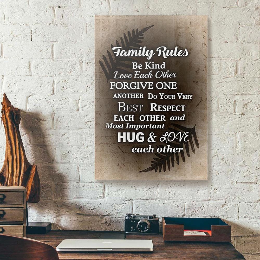 Canvas Art Prints Family Rules Leaf Vintage Family Wall Art Canvas Wall Art Home Decor