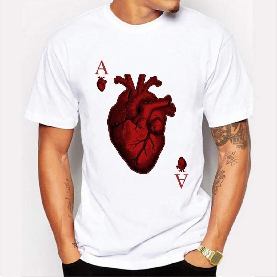Summer New Men ‘S Tops Personalized Heart Printing Fashion Leisure Short – Sleeved T – Shirt