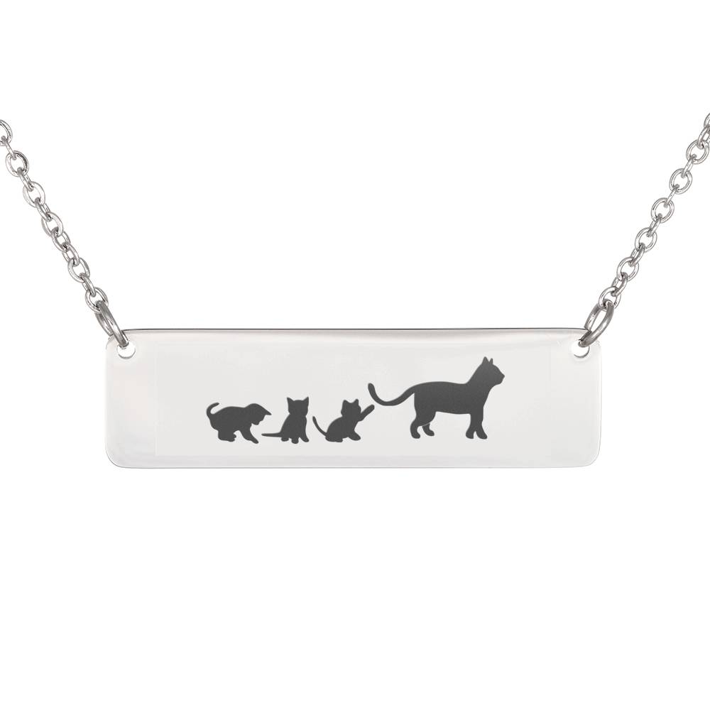 Mom Cat Bar Necklace – 3 Kitten