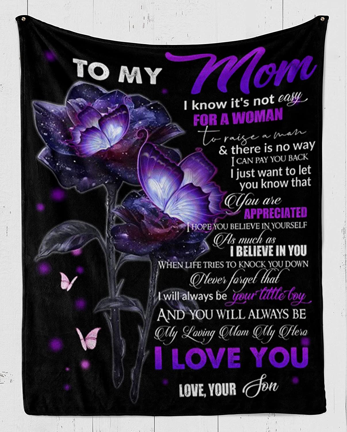 Fleece Blanket -Rose Fleece Blanket-to My Mom-I Love You – Fleece Blanket 3D Soft Cozy Lightweight Durable Plush Throw Blanket for Bedroom Living, Gift for Mother