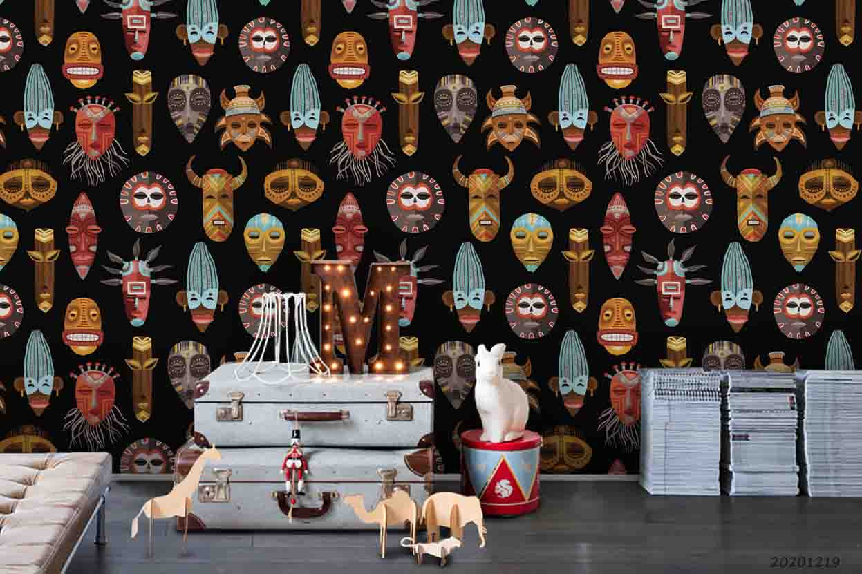 3D Tribal Animal Pendant Wall Mural Wallpaper Lqh 3