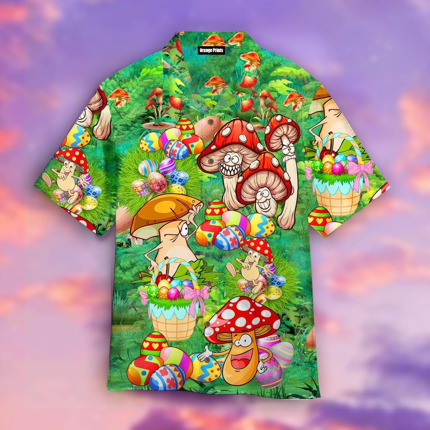 Happy Easter Hippie Mushroom Red Green Aloha Hawaii Shirt For Men Women Ha91390