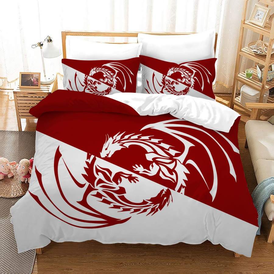 3D Red White Animal Quilt Cover Set Bedding Set Duvet Cover Pillowcases SF57