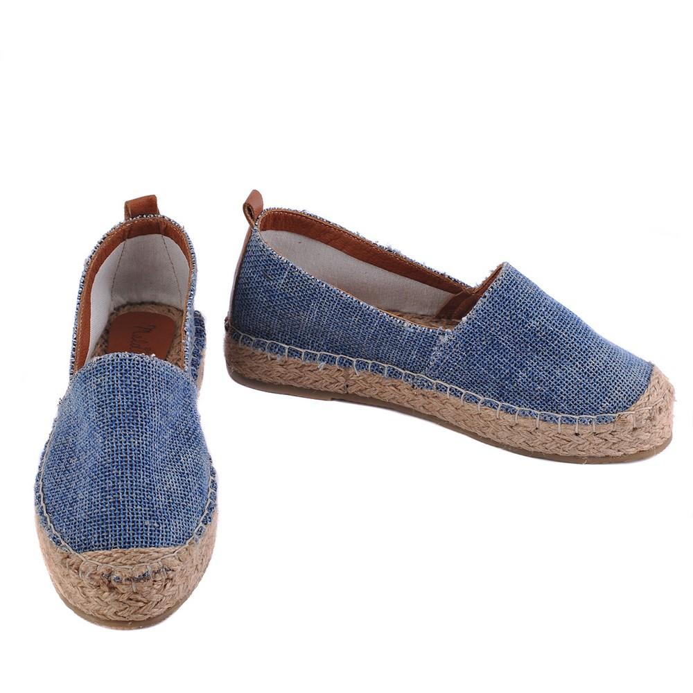 Blue Linen Espadrille Shoes San901