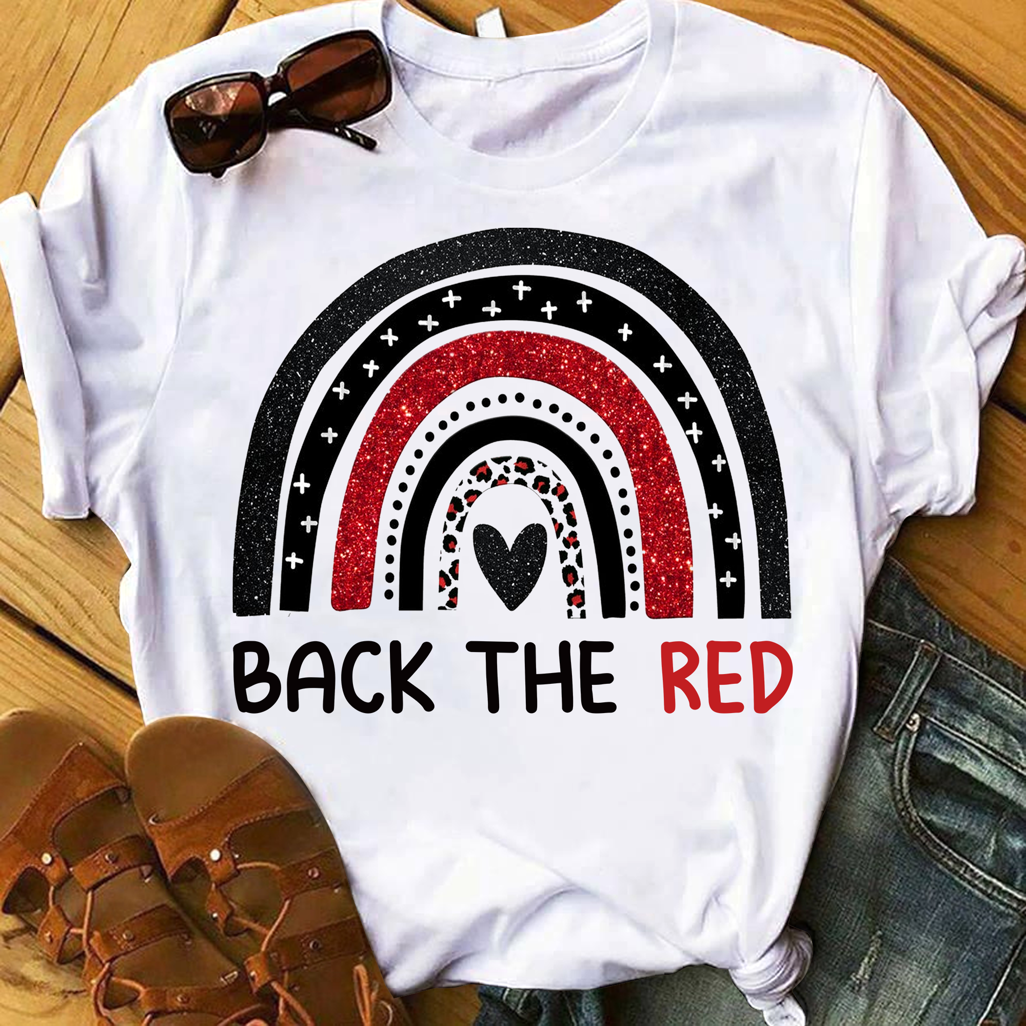 Firefighter Back The Red Rainbow T-Shirt