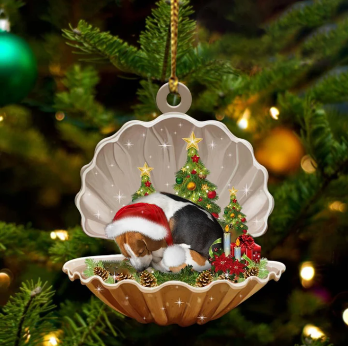 Beagle-Sleeping Pearl In Christmas Two Sided Ornament