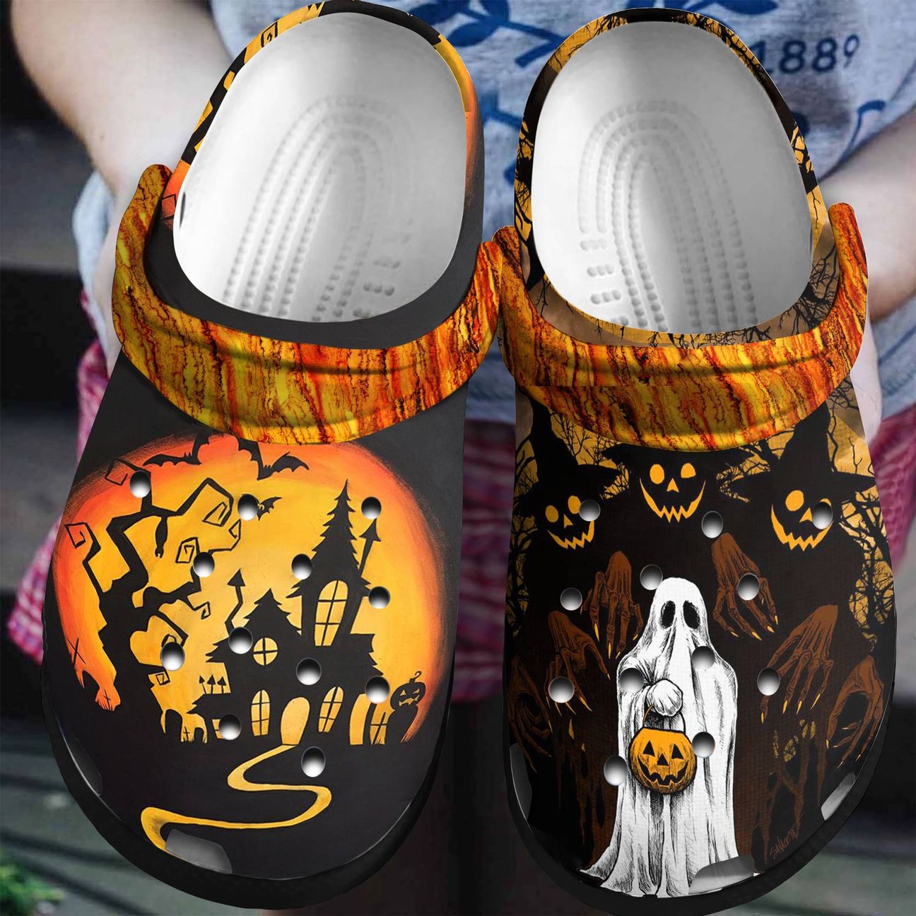 Halloween Personalized Clog, Custom Name, Text, Color, Number Fashion Style For Women, Men, Kid, Print 3D Ghost